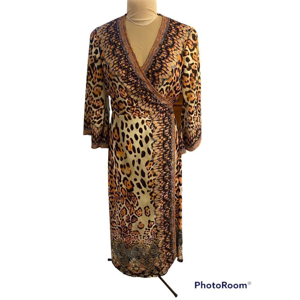Wild Cat Wrap Dress.  Size S/M. LSU Tigers.  Leopard Print Boho Wrap Hippie